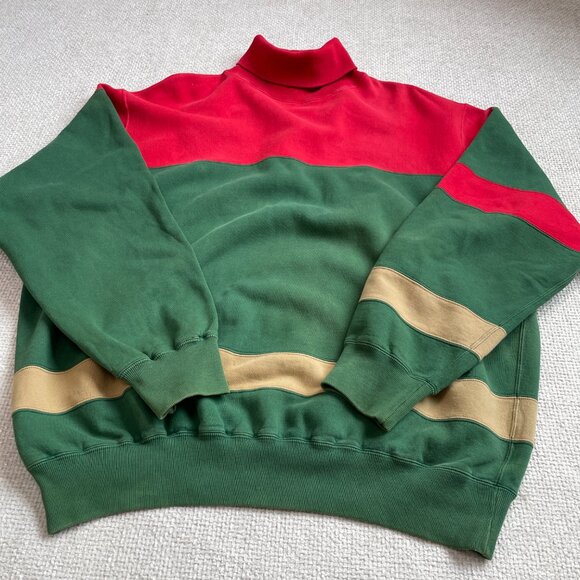 VNTG Ralph Lauren Polo Country (XL) Colorblock Turtleneck Cotton Blend Sweater - Picture 2 of 7